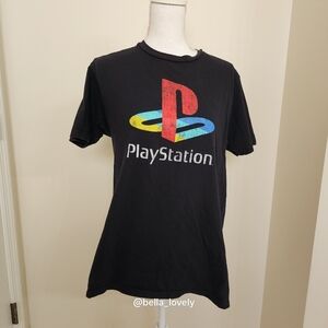 Sony PlayStation Black T-Shirt with Multicolor Logo